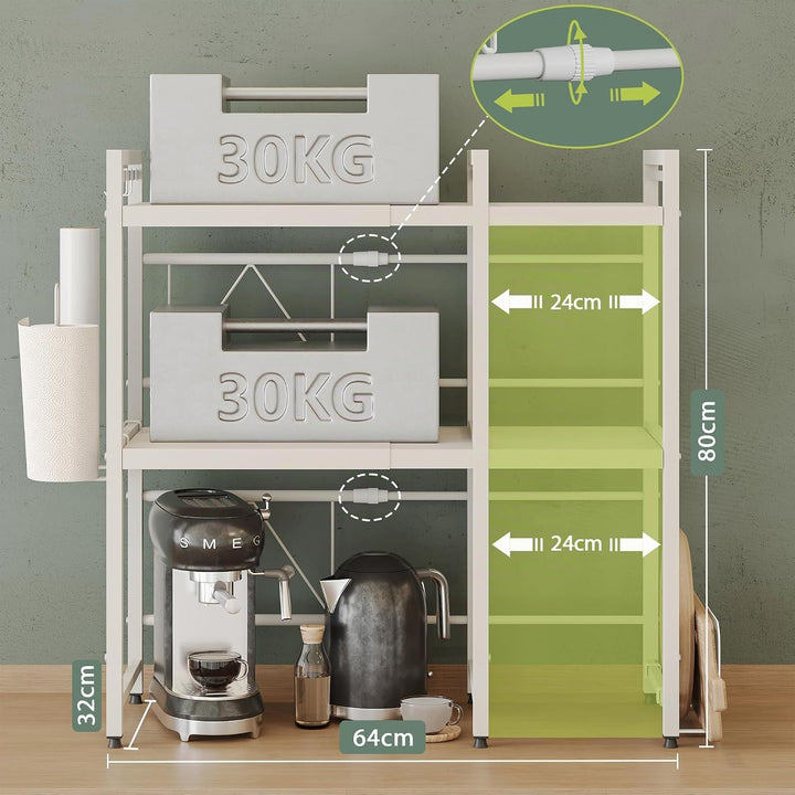 NETEL Mikrowellen Ständer 3 Stufiges Mikrowellen Halter Organizer mit Haken, Rollen Schneidebrett Ha