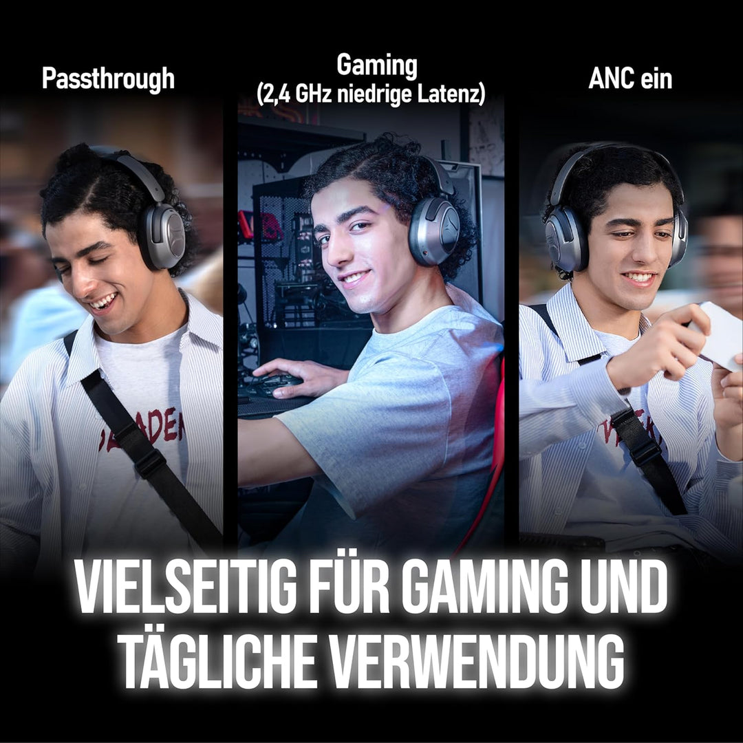 OXS Storm A2 kabelloses Gaming-Headset, Aktive Geräuschunterdrückung, 2,4 GHz Niedrige Latenz & Blue
