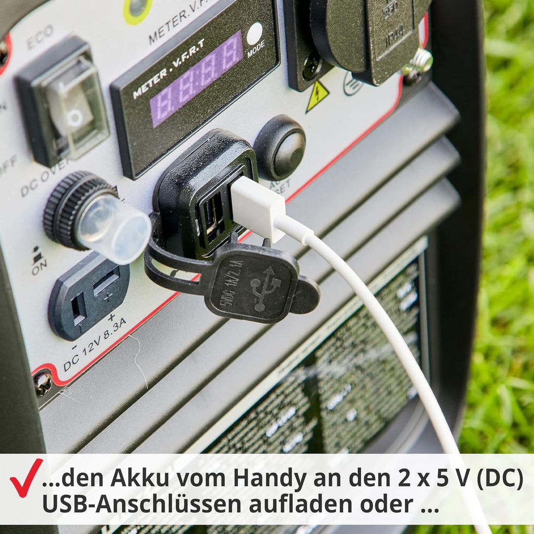 HECHT Inverter 2000 Watt Stromerzeuger Notstromaggregat – 4 Liter Benzin Tank – 6 Stunden Laufzeit –
