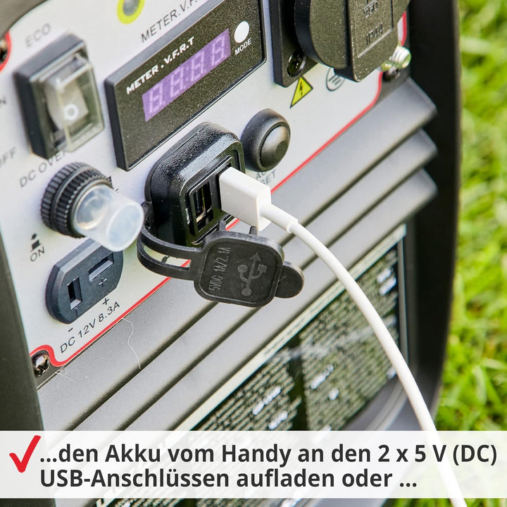 HECHT Inverter 2000 Watt Stromerzeuger Notstromaggregat – 4 Liter Benzin Tank – 6 Stunden Laufzeit –