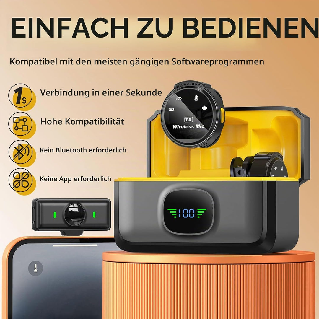 Drahtloses Lavalier Mikrofon für iPhone ipad &amp; Android, USB C Mini Ansteckmikrofon drahtlos, Hi-Fi A