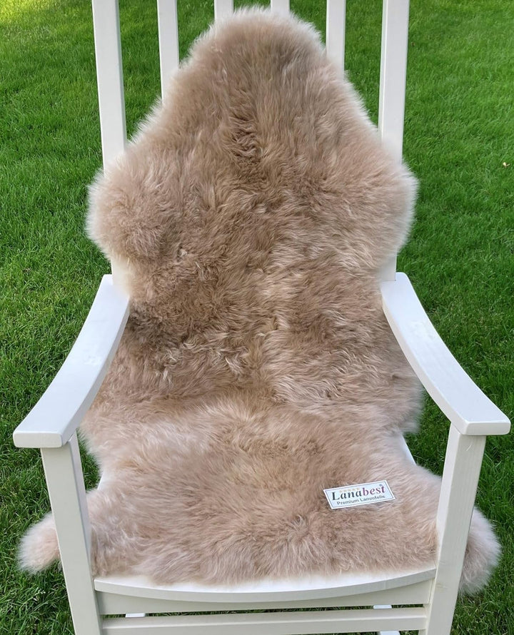Premium Lammfell Schaffell von LANABEST hell-beige. Echtes Fell mit ganz zarter Wolle. Kuschelfell,