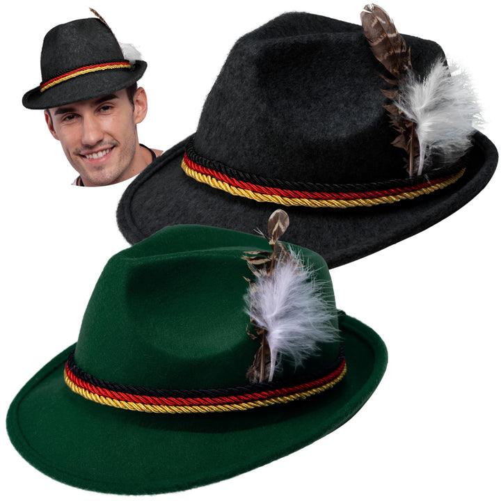 Spooktacular Creations 2 German Alpine Hats Costume Accessories, Retro Bavaria Traditional Hat Felt