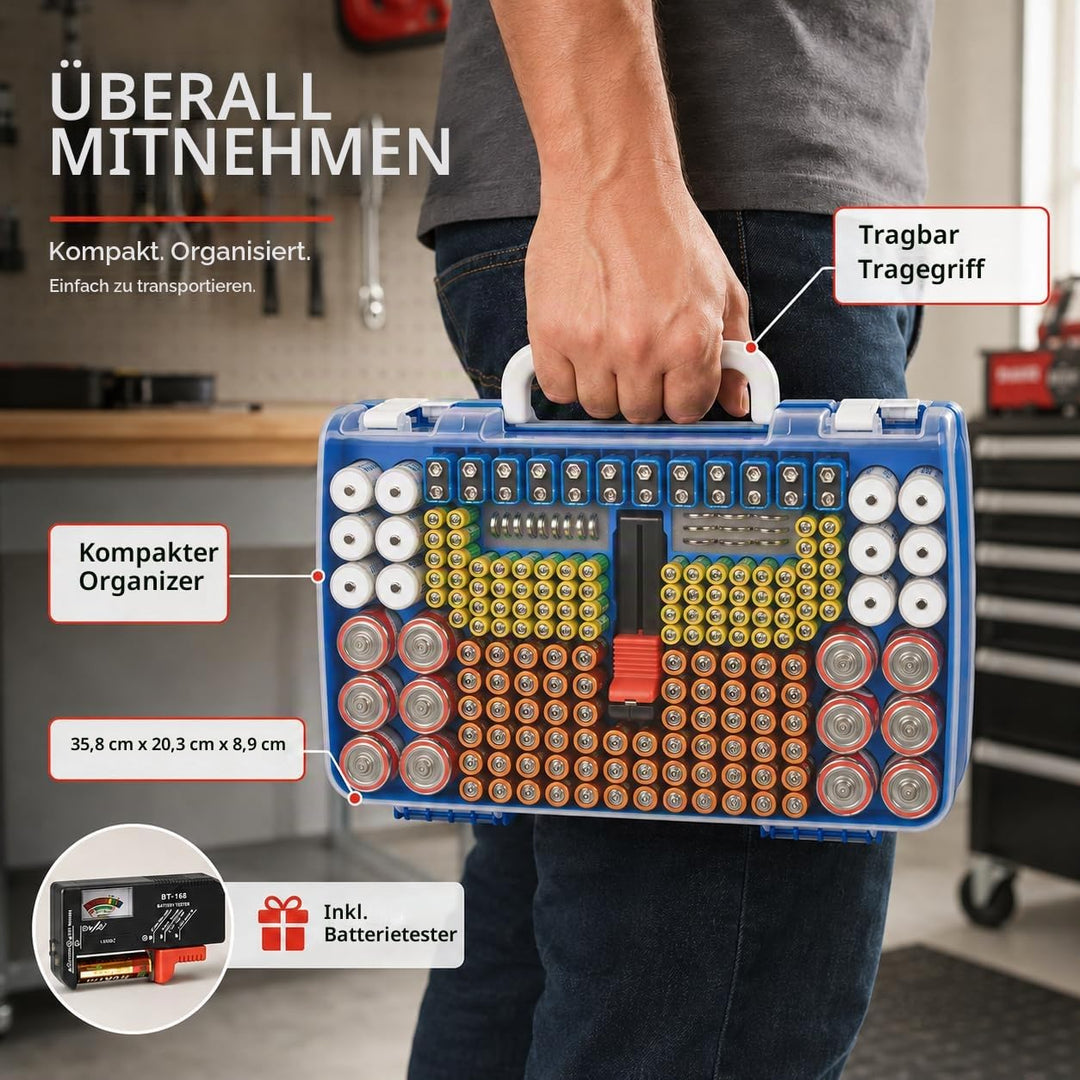 Batterie Aufbewahrungs Organizer mit doppelseitiger Batteriebehälter für 269 Stück AA AAA AAAA 3A 4A