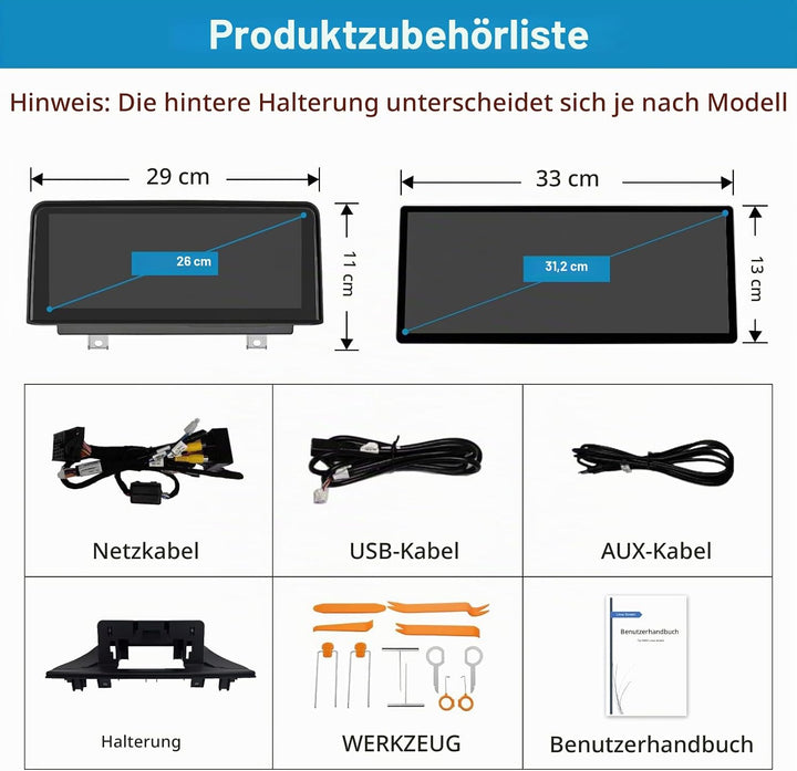 Autoradio 12,3-Zoll-Touchscreen mit kabellosem Carplay und Android Auto für 2016-2022 BMW X1-Serie F