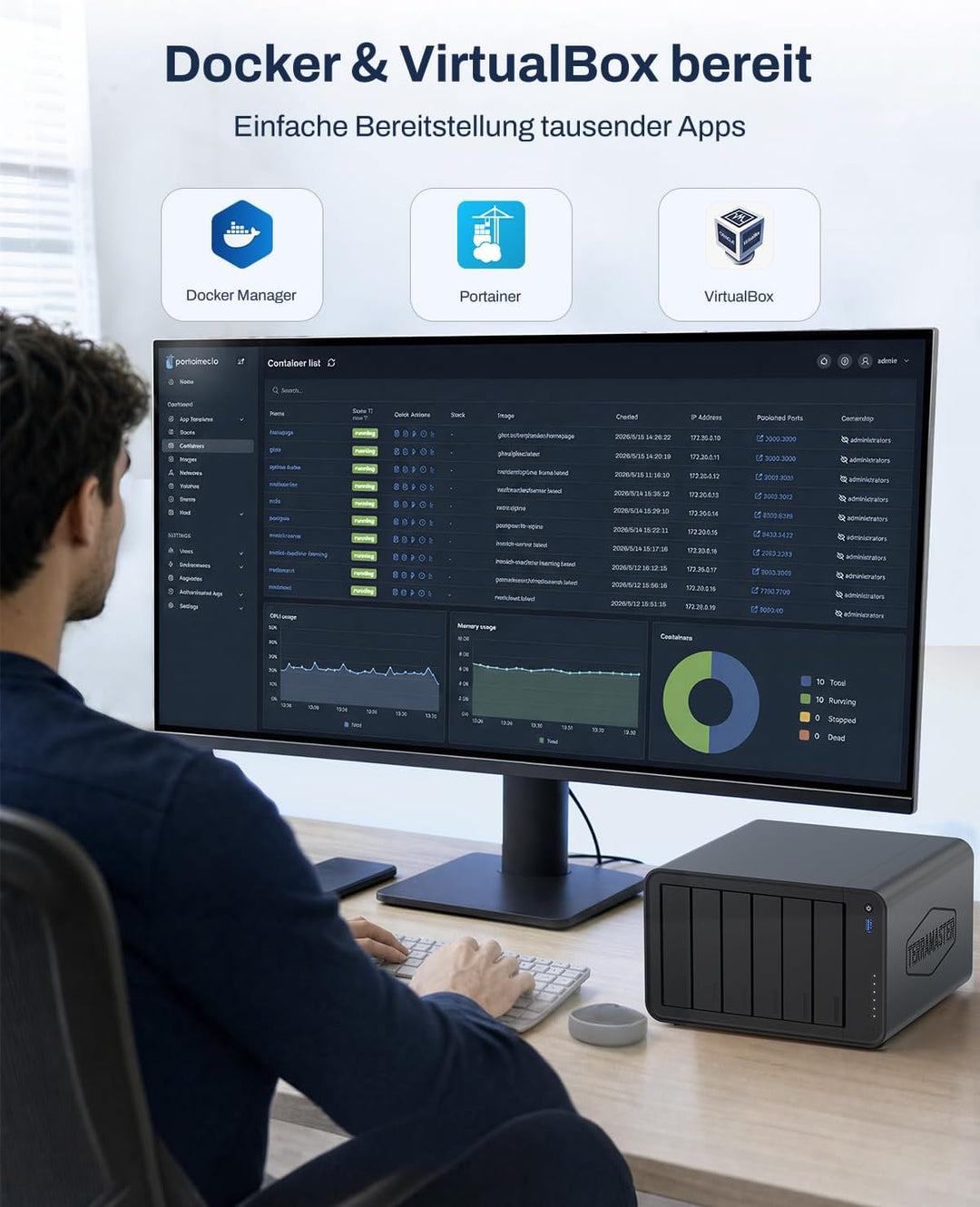 TERRAMASTER F6-425 Pro NAS-Speichersystem – 6 Einschübe, Core i3-1315U (6 Kerne, 8 Threads), 8 GB DD
