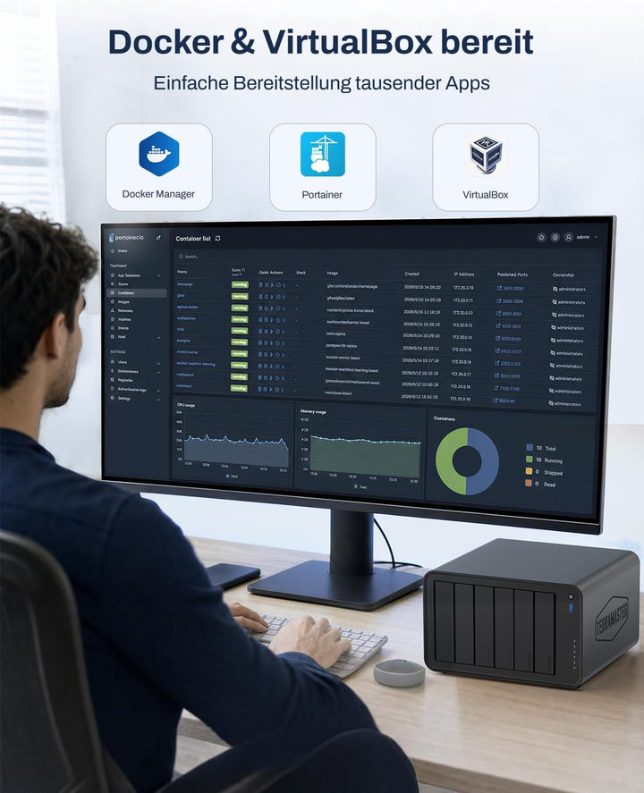 TERRAMASTER F6-425 Pro NAS-Speichersystem – 6 Einschübe, Core i3-1315U (6 Kerne, 8 Threads), 8 GB DD