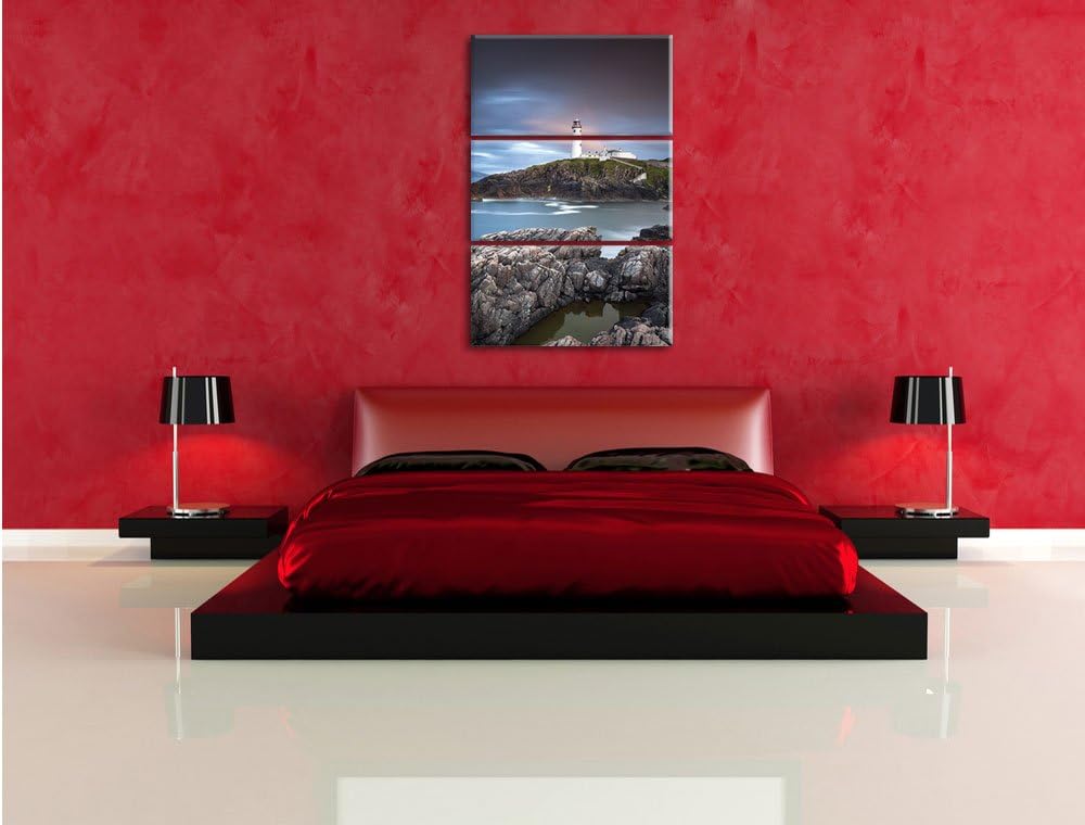 Pixxprint Leuchtturm im Meer 3-Teiler Leinwandbild 120x80 Bild auf Leinwand