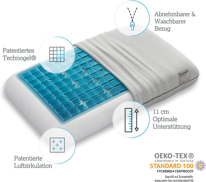 Technogel® Deluxe Orthopädisches Nackenstütz-Kopfkissen – Patentiert, Schadstofffrei & Zertifiziert