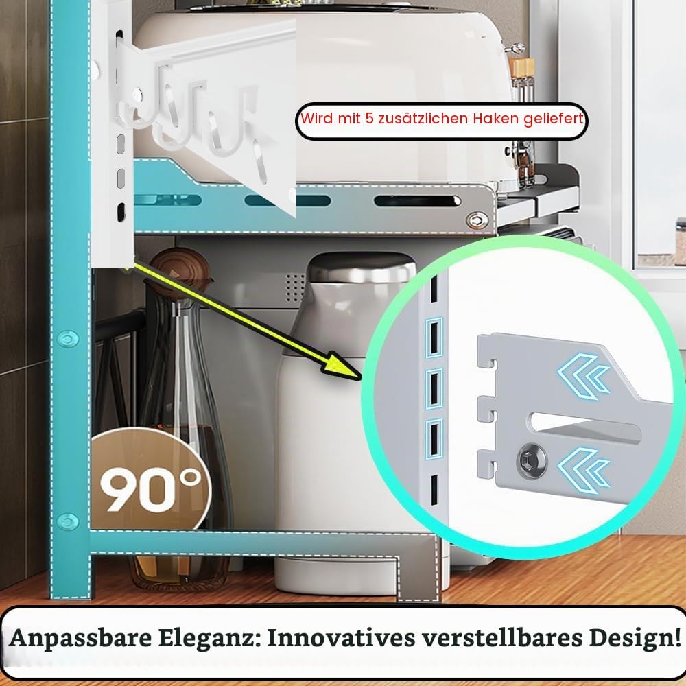 Mikrowellen-Regal, erweiterbar, Mikrowellen-Regal, Ständer, Küchentheke, Regal, Wandmontage, Desktop