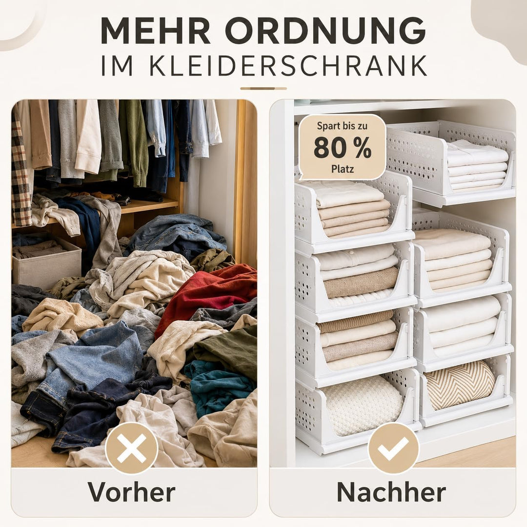 RMAN Kleiderschrank Organizer 3er Set Stapelbare Aufbewahrungsboxen Kunststoff Faltbares Schubladen