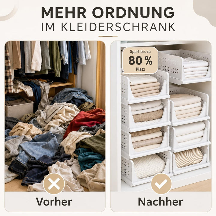 RMAN Kleiderschrank Organizer 3er Set Stapelbare Aufbewahrungsboxen Kunststoff Faltbares Schubladen