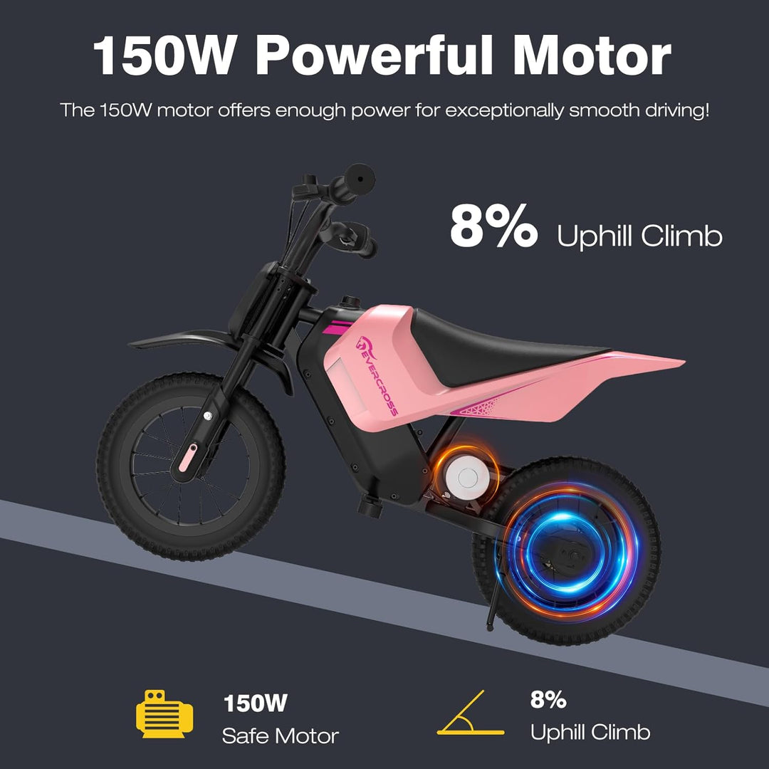 EVERCROSS EV05M Elektromotorrad Kinder, 150W Elektromotorrad, 8/16 km/h Geschwindigkeitsmodus & 10 k
