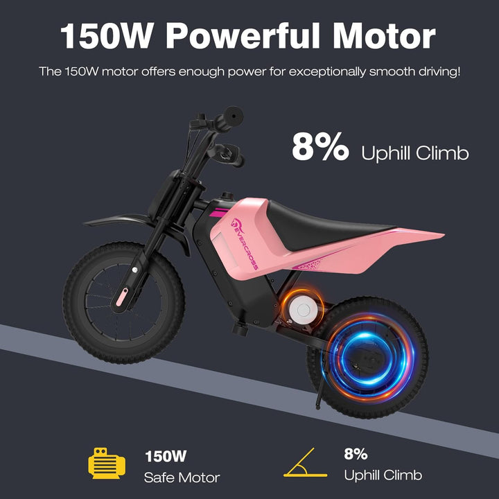 EVERCROSS EV05M Elektromotorrad Kinder, 150W Elektromotorrad, 8/16 km/h Geschwindigkeitsmodus & 10 k