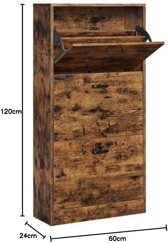 VASAGLE Schuhschrank mit 3 Klappen, Schuhregal mit 3 Ebenen, Aufbewahrungsschrank, perfekt für schma