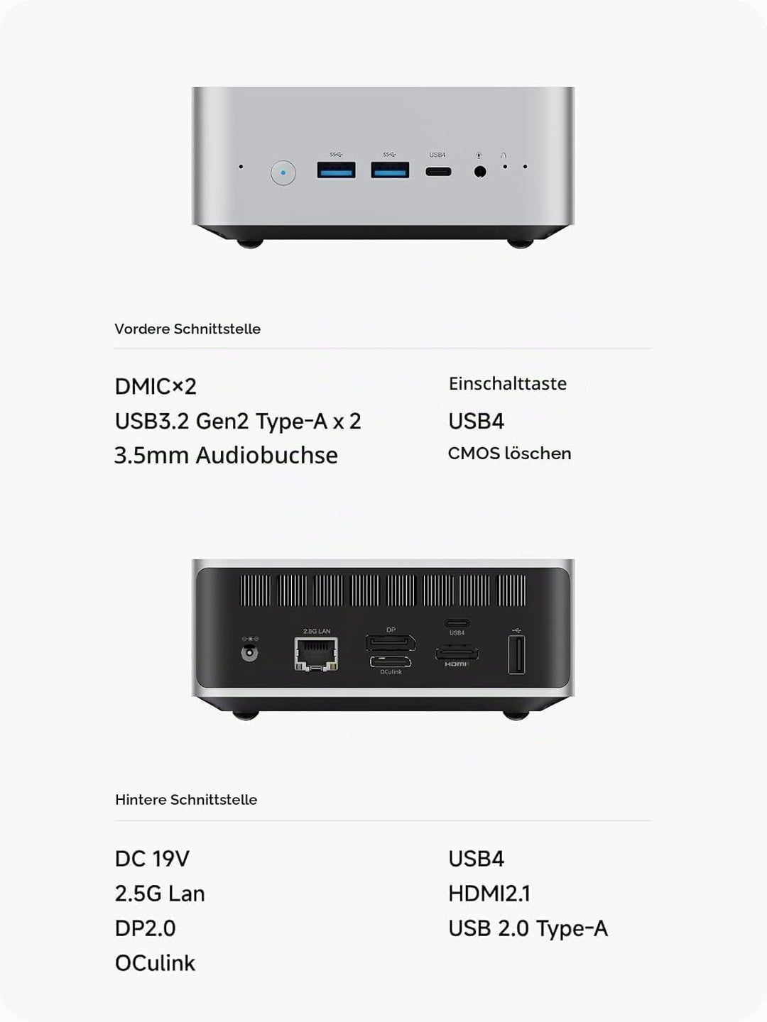 MINIS FORUM AI X1-255 Mini-PC, AMD Ryzen 7 255 (8C/16T, bis zu 4,9 GHz), 16 GB DDR5 RAM, 512 GB M.2