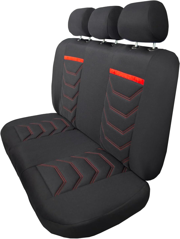 ERJOT Autobezüge Sitzbezüge Comfort Plus Schonbezüge Komplet Set Universal Schwarz (Rot), Rot
