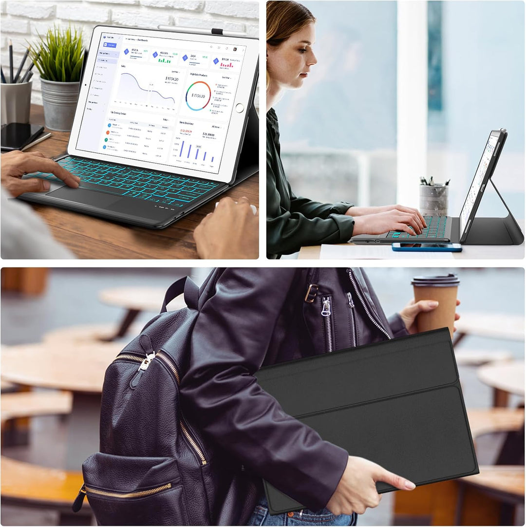 Tastatur Hülle für iPad Pro 12.9 Zoll 1./2. Generation Touchpad/Beleuchtung | Deutsches QWERTZ Layou