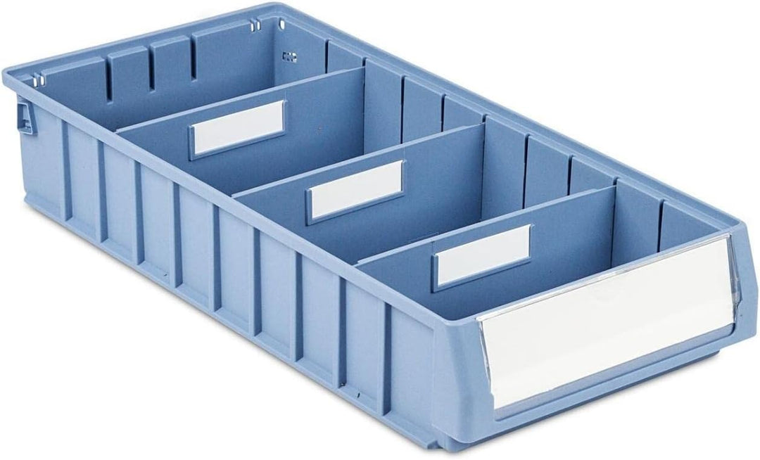 SparSet 5x Regalkasten 500 BN mit Etikett & Schutzhaube | HxBxT 9x23,4x50cm | 7,8 Liter | Sichtlager