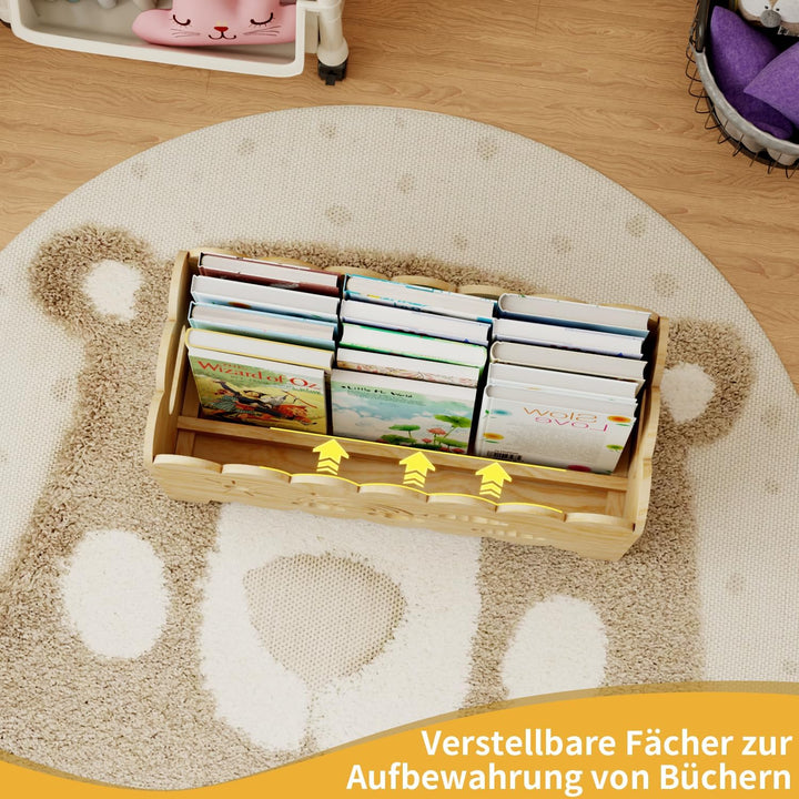 Kinder Bücherregal Holz, Montessori Bücherregal Kinder, Bücherkiste Kinder für Leseecke, Babyzimmer,