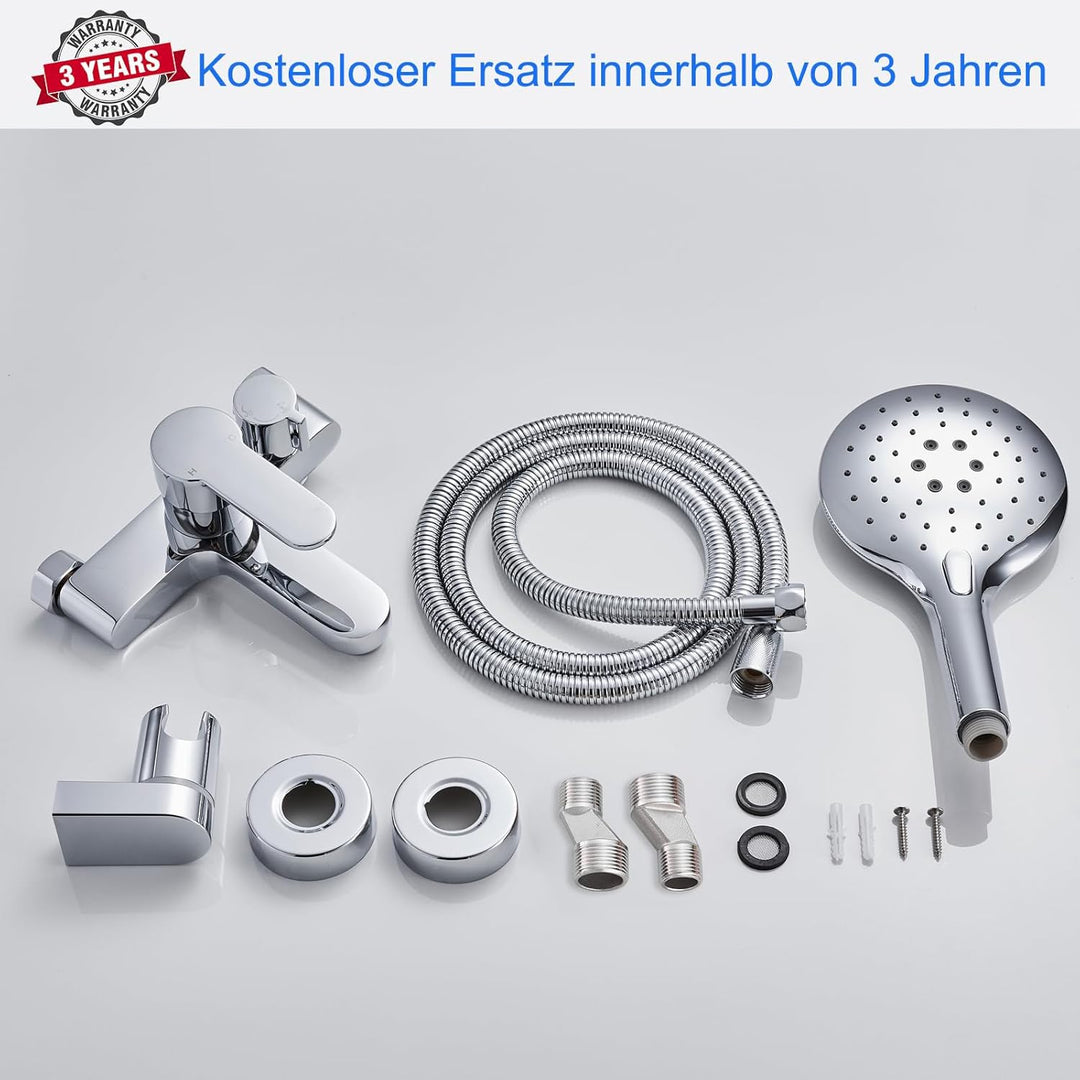ROVOGO Badewannenarmatur mit 3-Funktionen Handbrause, Einhebel Wannenarmatur, Aufgerüstet Messing Dr