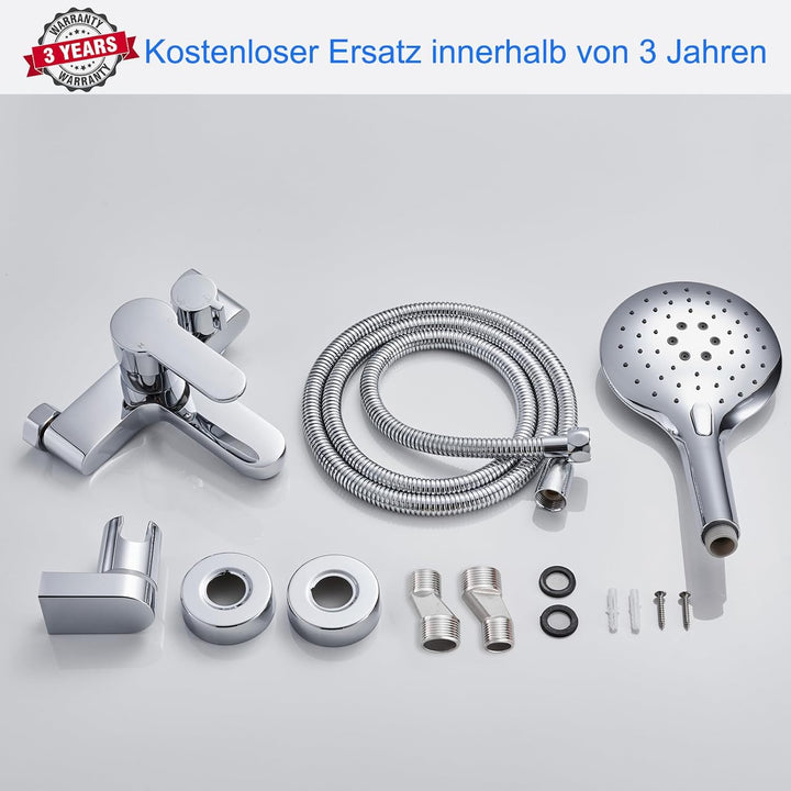 ROVOGO Badewannenarmatur mit 3-Funktionen Handbrause, Einhebel Wannenarmatur, Aufgerüstet Messing Dr