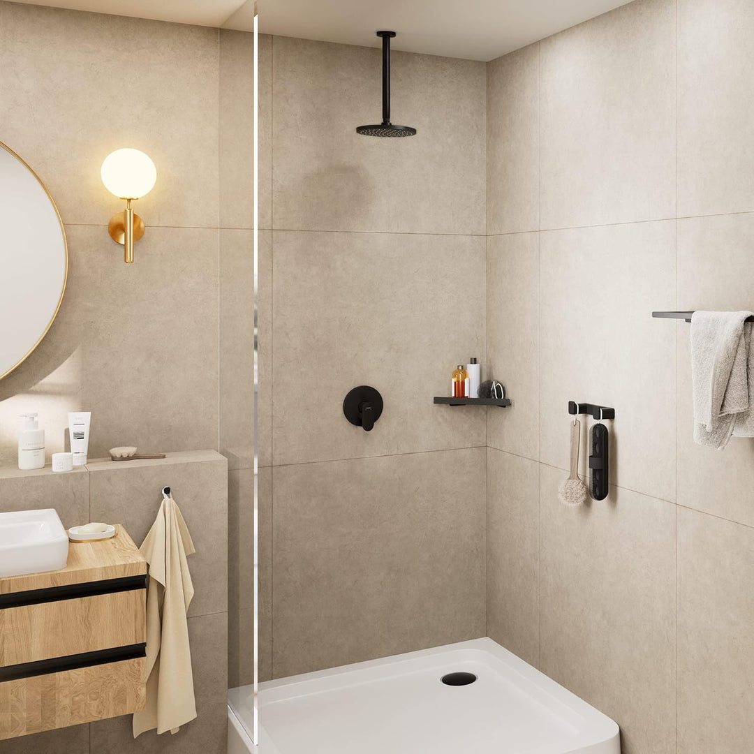 hansgrohe Deckenanschluss Vernis Blend, Deckenanschluss 30cm, Mattschwarz Chrom, Chrom