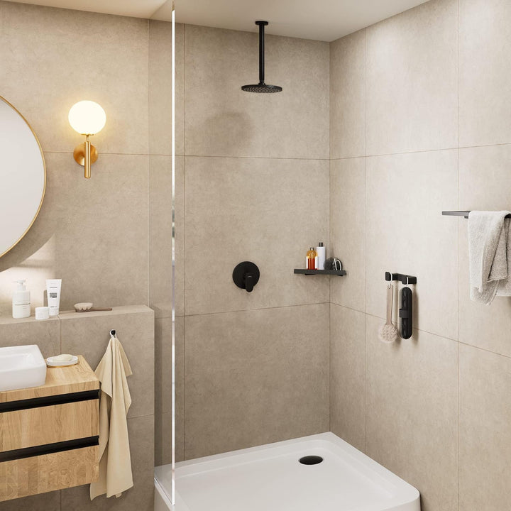 hansgrohe Deckenanschluss Vernis Blend, Deckenanschluss 30cm, Mattschwarz Chrom, Chrom