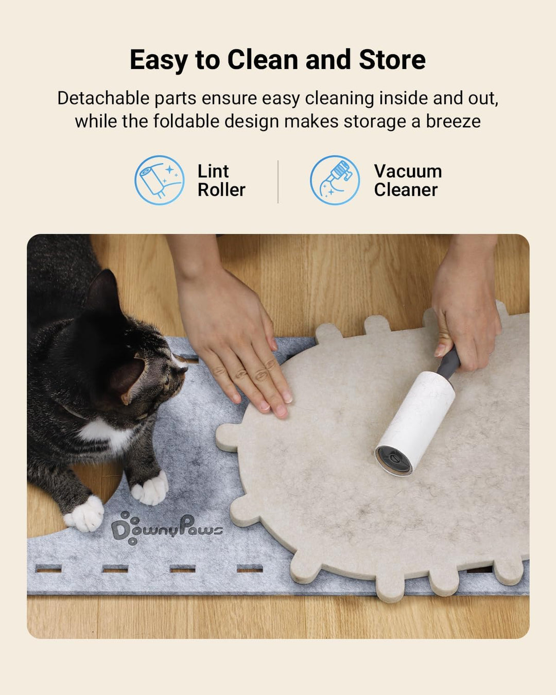 DownyPaws Katzenhöhle Filz, Katzenhaus aus Filz, Katzenbett, Katzenhöhle für Katzen, 58 x 33 x 30cm,