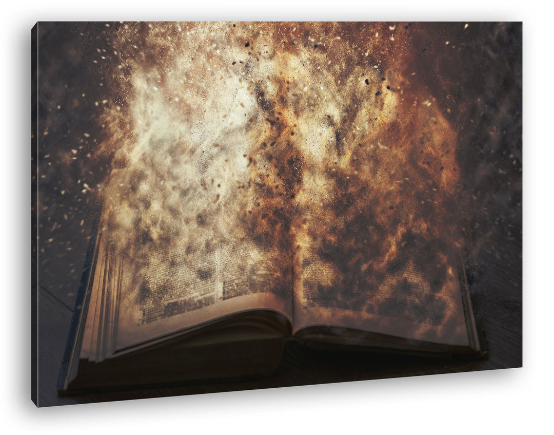 deyoli Brennendes Buch Format: 80x60 als Leinwandbild, Motiv fertig gerahmt auf Echtholzrahmen, Hoch