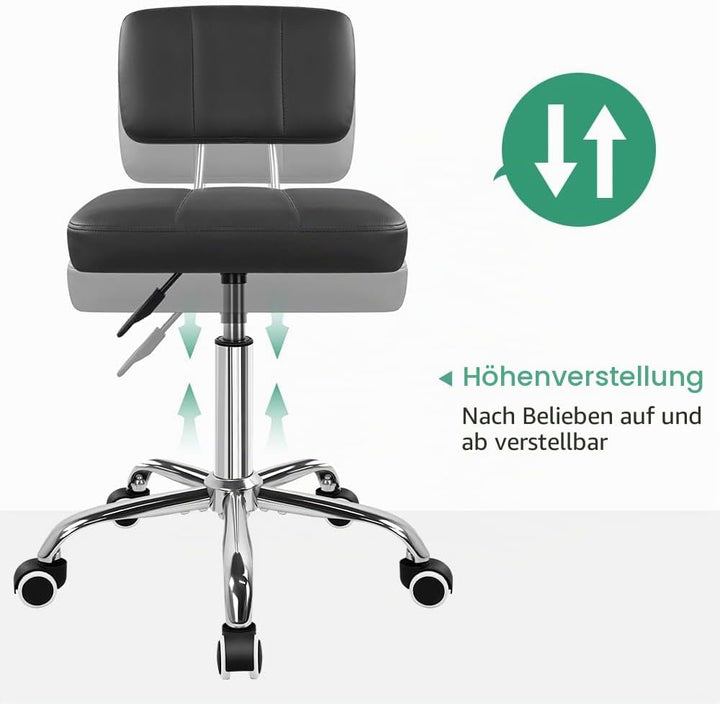 FURWOO Minimalistischer quadratischer Bürostuhl mit Rückenlehne 360-Grad-Drehhocker mit Rollen höhen