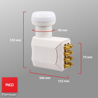 RED OPTICUM LOP 04H Octo LNB I Digital-LNB 8-fach mit nur 0.1dB Rauschmass und ausziehbarem Wettersc