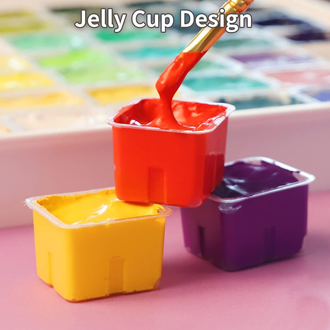 HIMI Gouache-Farben-Set, 56 Farben x 30 ml mit tragbarer Tragetasche, einzigartiges Jelly Cup-Design
