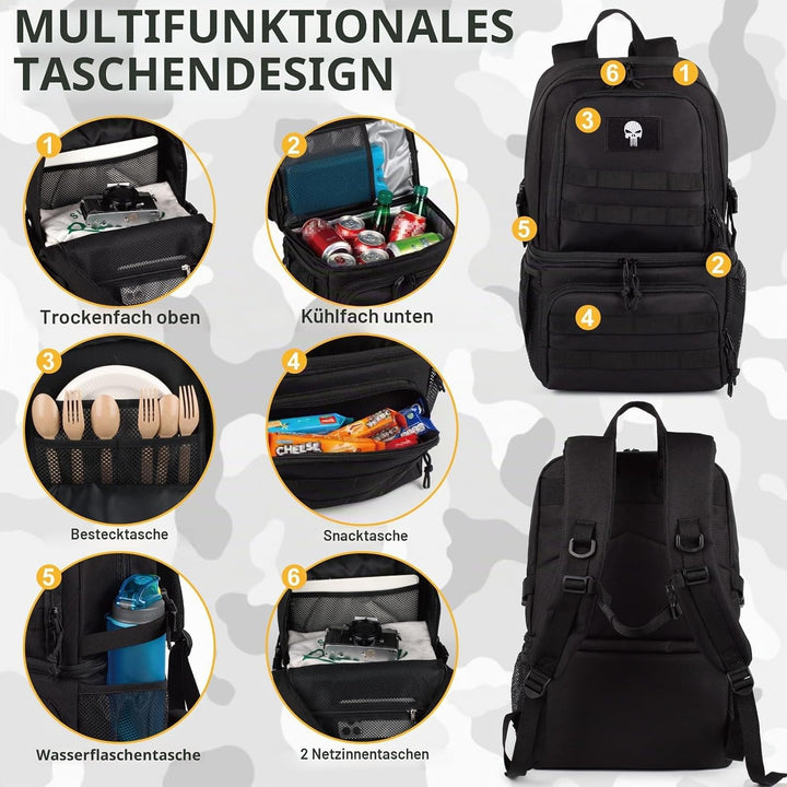 Taktischer Kühlrucksack für Herren, 28 Liter, mit 2 Fächern | Taktischer Kühlrucksack mit zwei Fäche