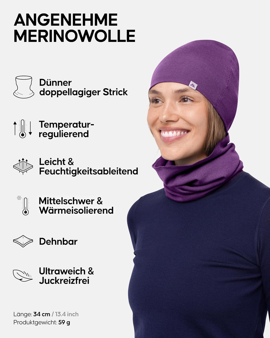 DANISH ENDURANCE Merino Schlauchschal Herren, Winter Loop Schal Damen, Multifunktionstuch, Bandana,