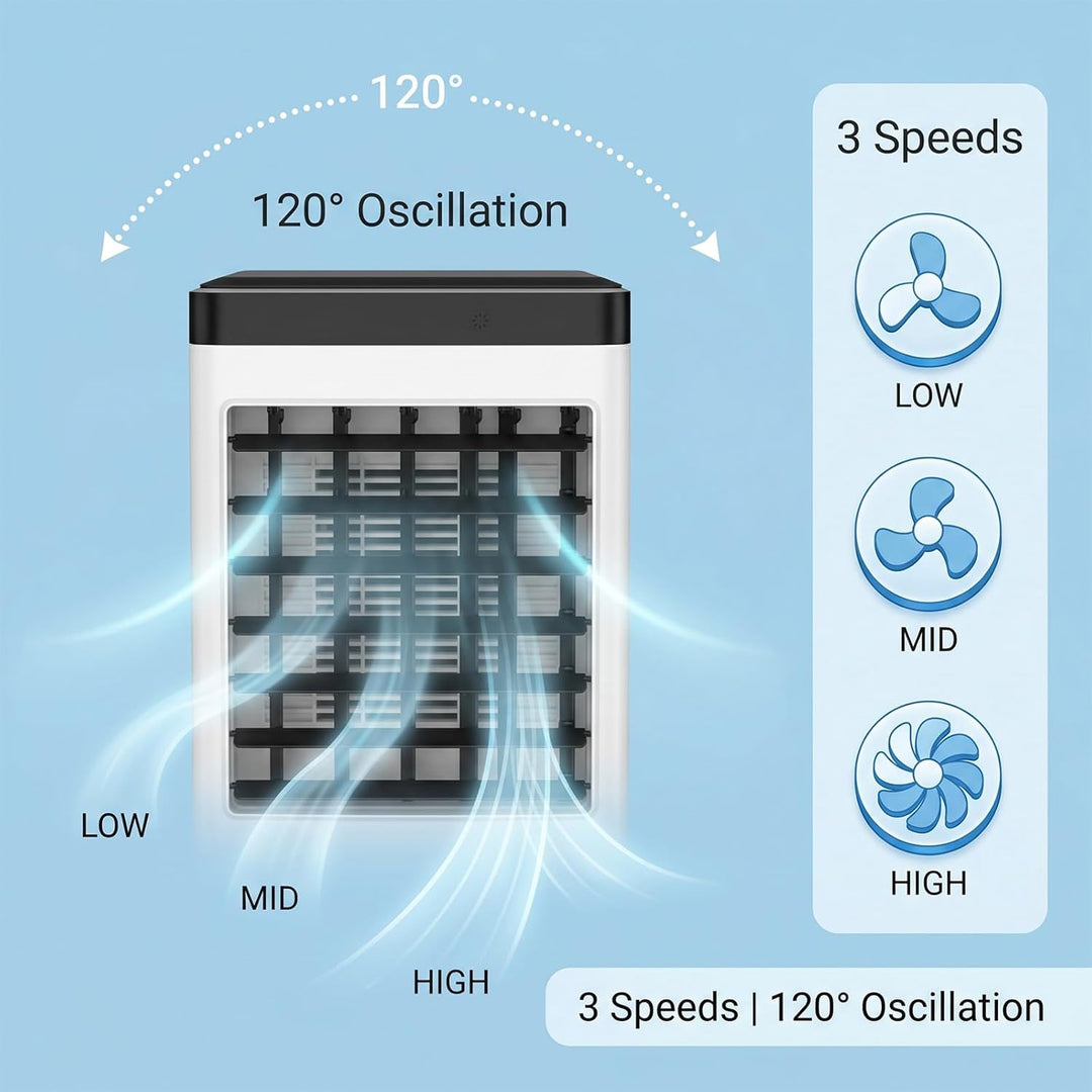 4-in-1 Mobile Klimaanlage ohne Abluftschlauch, Luftbefeuchter & Luftreiniger,Luftkühler mobil mit 10