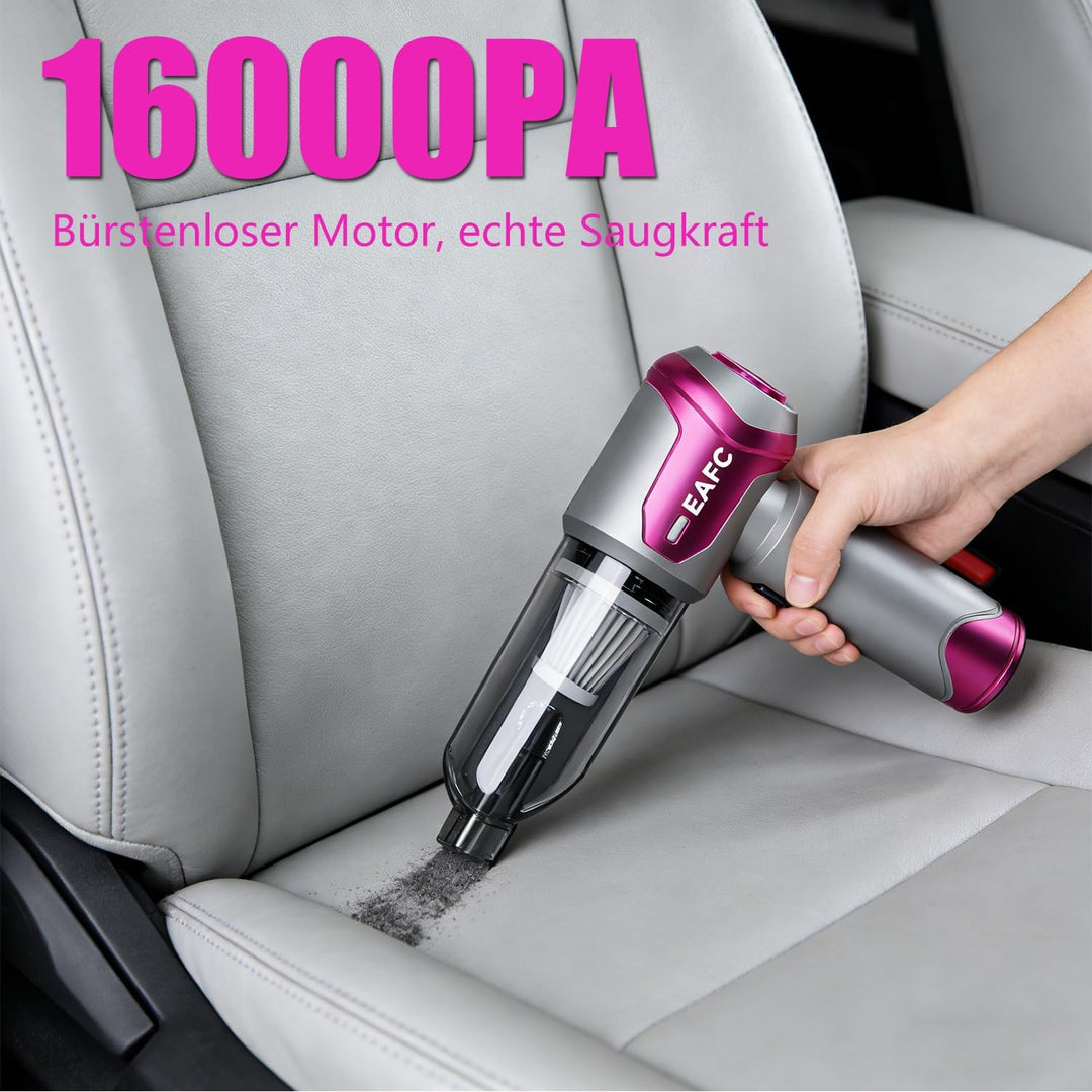 Kabelloser Handstaubsauger 16000Pa, 2-in-1 Staubsauger & Blaser mit 6000mAh Akku, Type-C, Tierhaare