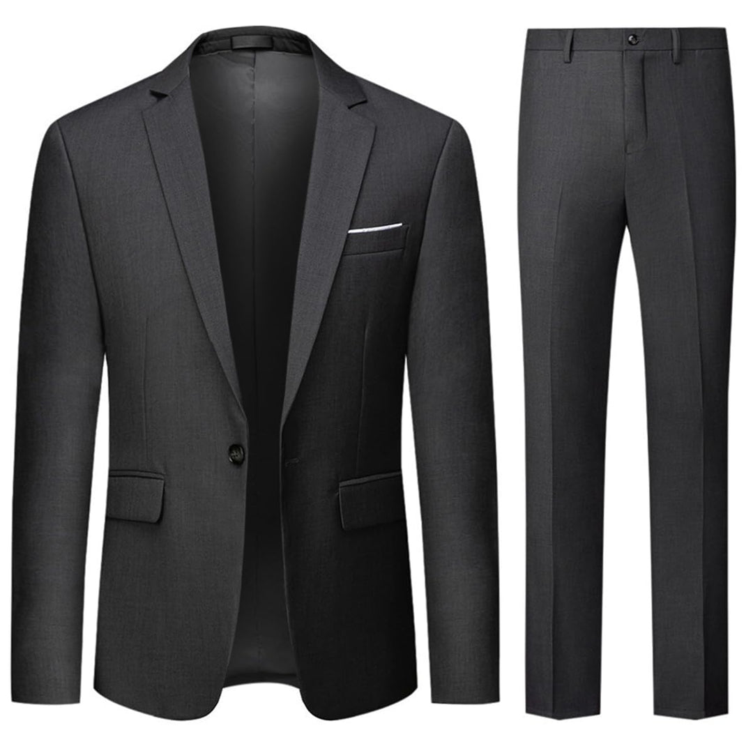 Allthemen Anzug Herren 2 Teilig Slim Fit Hochzeitanzug EIN Knopf Smoking Anzüge Sakko Hose S Grau, S