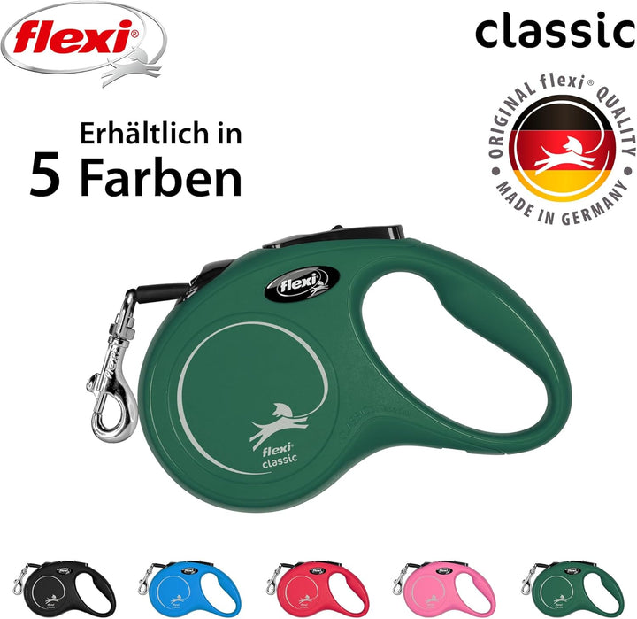 flexi® Classic S Gurt 5 m olivgrün, Roll-Leine für Hunde bis 15 kg