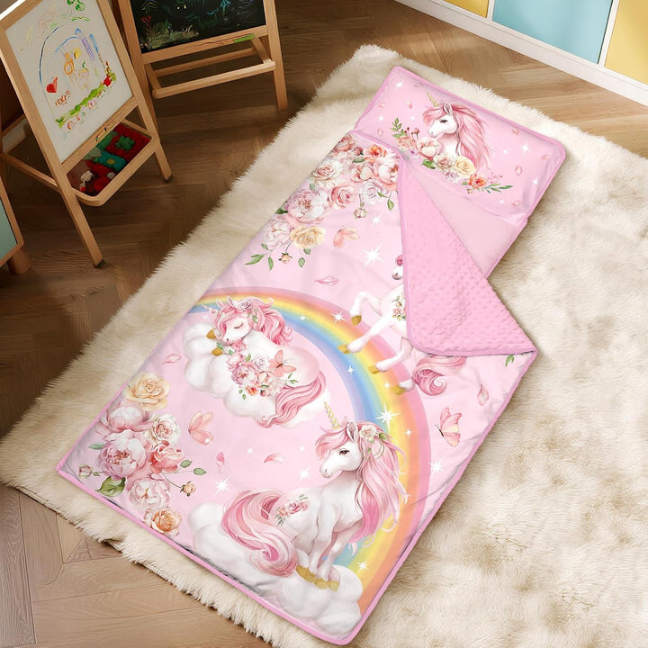 Schlafsack Kinder,Warm Kinderschlafsack mit Kissen Abnehmbar und Decke für Mädchen Jungen, Faltbare