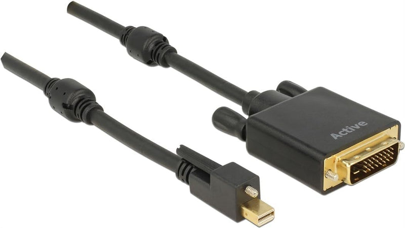 Delock 83725 Kabel mini Displayport 1.2 Stecker mit Schraube auf DVI Stecker 4K Aktiv 1 m schwarz