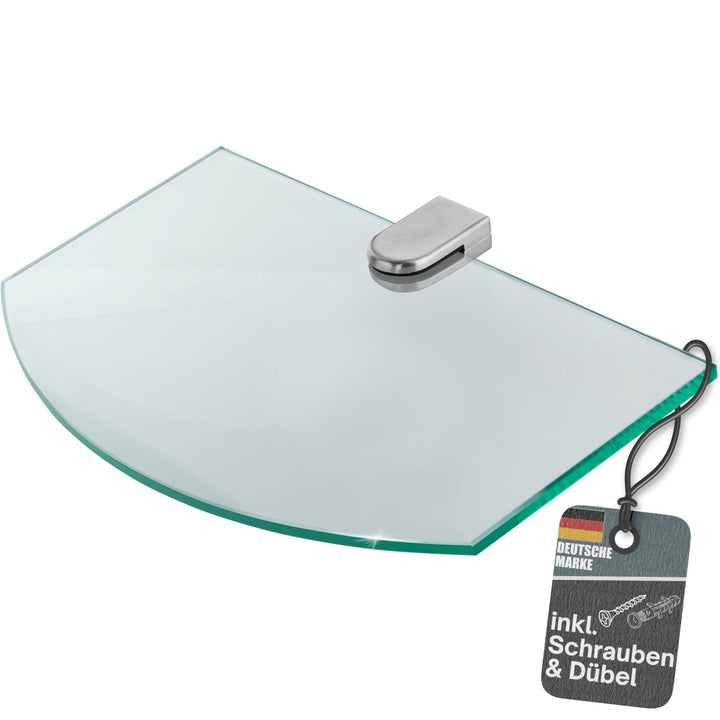 bonsport Glasregal Wandregal für Badezimmer Klarglas - Glas Regal aus 6 mm Sicherheitsglas 25x14x0,6
