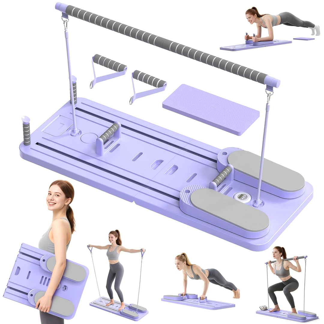 SPYLAVE Pilates Board Upgraded, 6-in-1 Faltbares Pilates Reformer Set für Zuhause, Multifunktionales