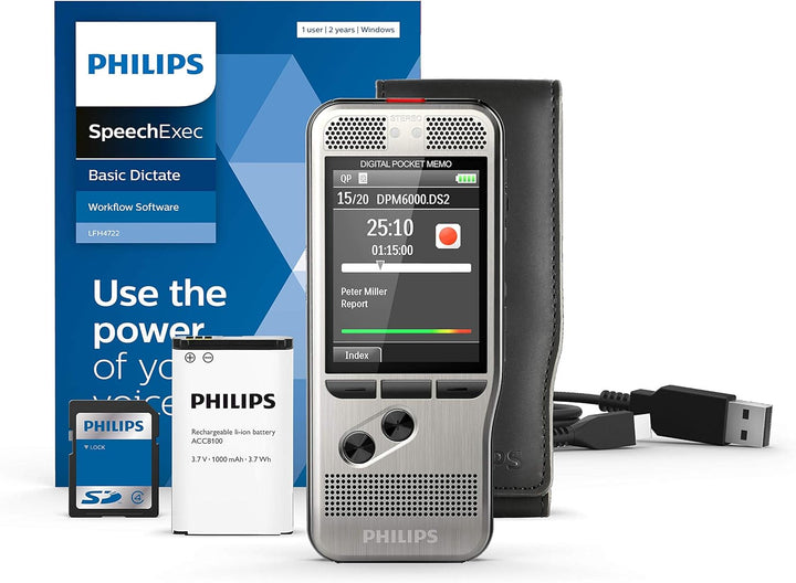 Philips PocketMemo DPM6000 Digitales Diktiergerät, Audiorecorder, Aufnahmegerät inkl. Diktiersoftwar