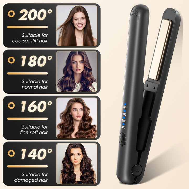 Mini Glätteisen Kabellos, 2 in 1 Reise Glätteisen Mini mit 4 Temperaturen glätteisen locken und Glät