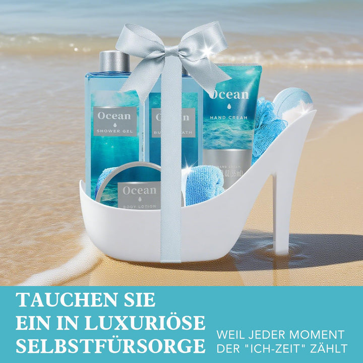 SPA LUXETIQUE Damen Bad Geschenkset -8tlg Ozeanduft Geschenkset mit Duschgel, Handcreme, Schaumbad,
