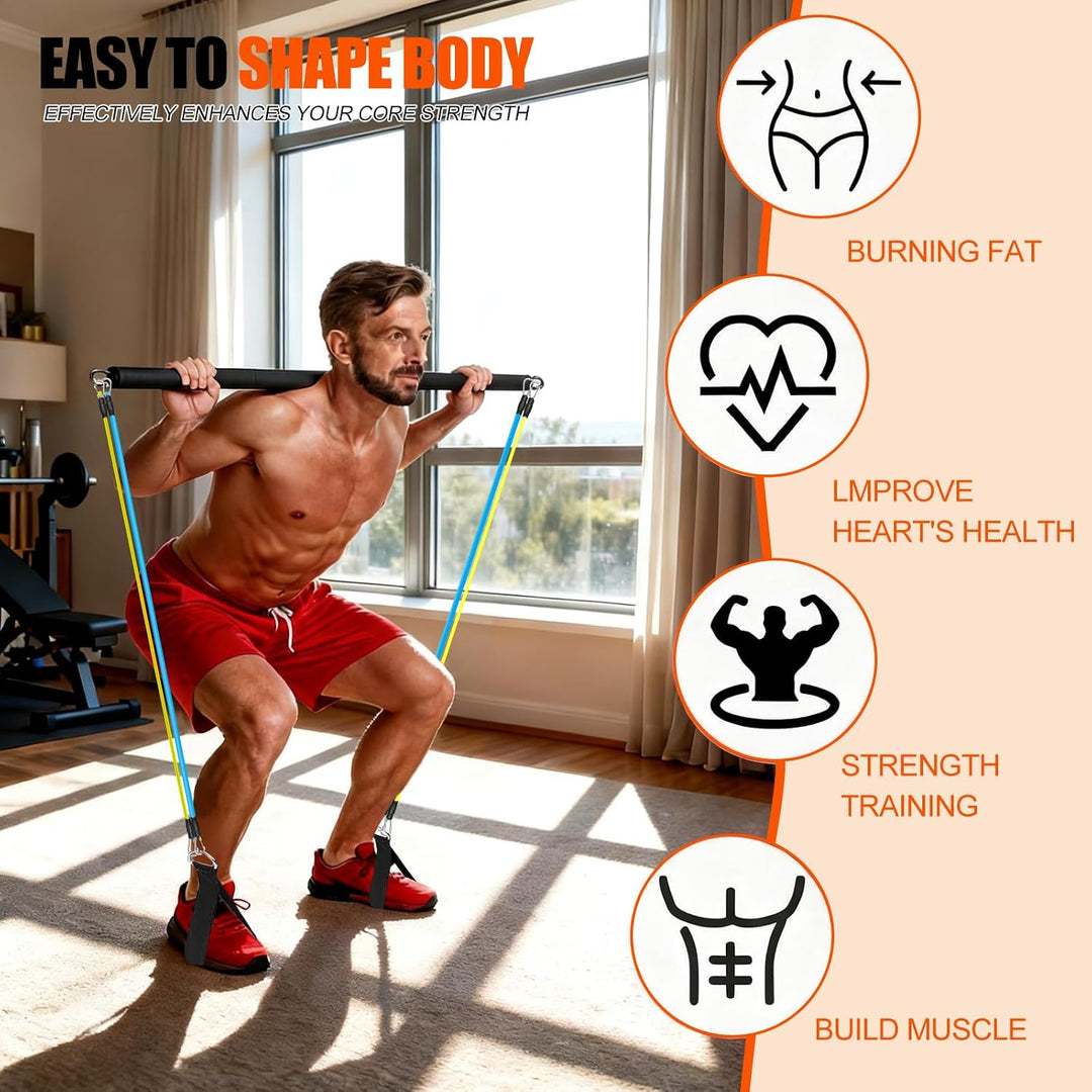 Fitnessbänder Pilates Bar Set, Fitnessgeräte für Zuhause