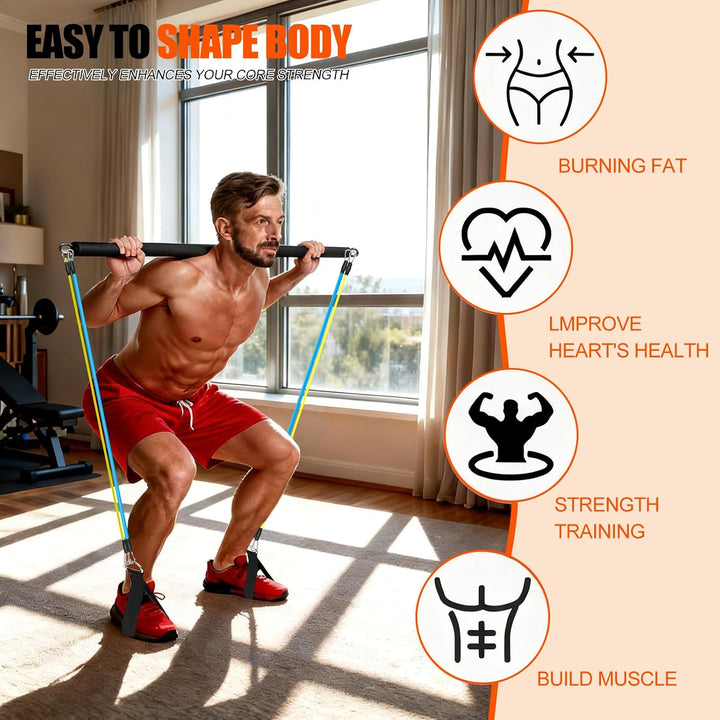 Fitnessbänder Pilates Bar Set, Fitnessgeräte für Zuhause