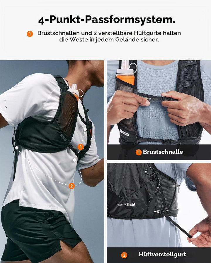 Spigen A721 Laufweste Damen &amp; Herren mit 500 ml Trinkflasche Trinkrucksack für Laufen &amp; Marathon [si