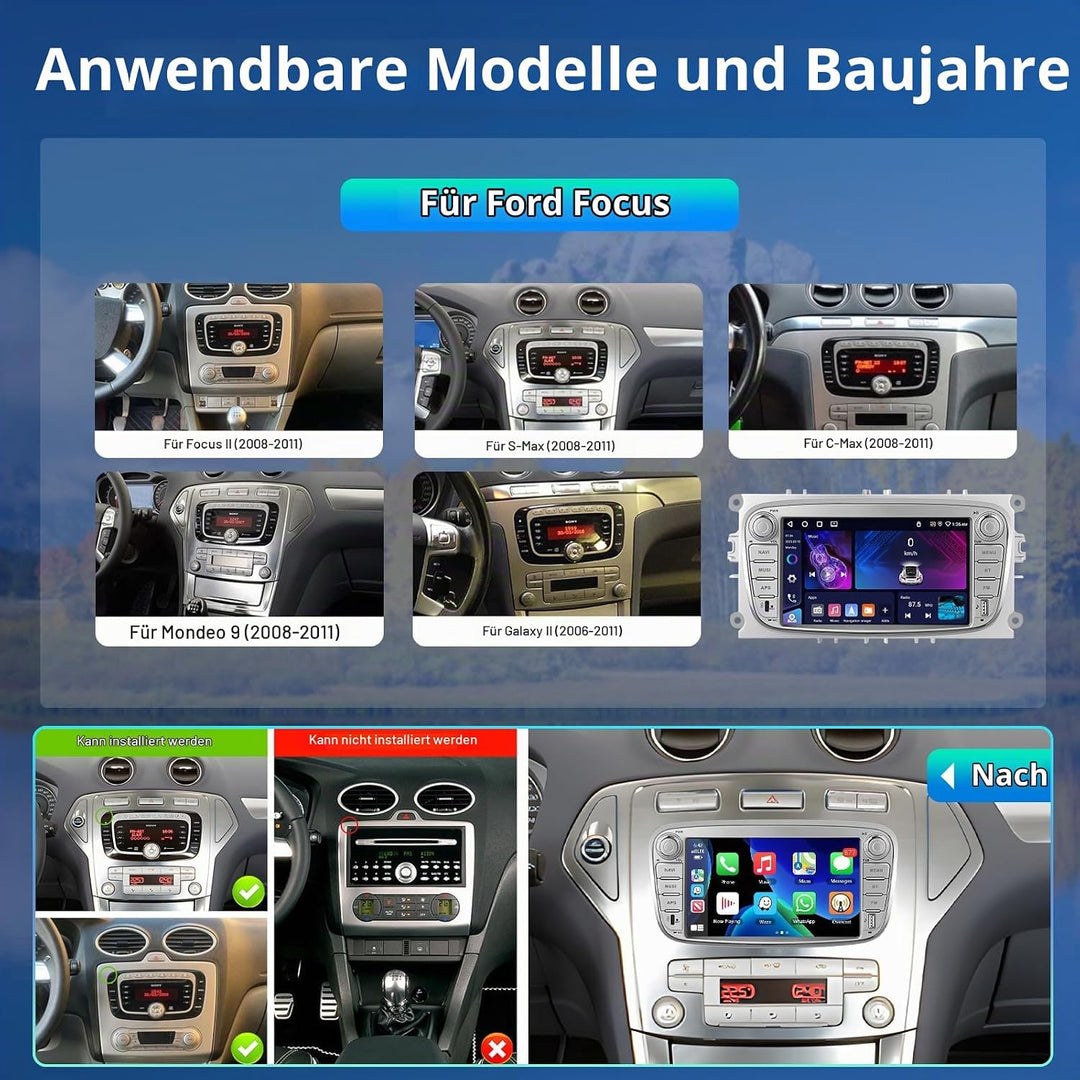 Qualcomm 8 Core 4GB+64GB Carplay Autoradio für Ford Focus II MK2/S-Max/Mondeo MK4/Galaxy II C-Max 06